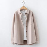 Spring New Women Solid Full Sleeve Thick Warm Woolen Shirt Jacket Winter Loose Tops Stylish Girl Casual Outwear