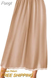 Women Half Slip Underskirt Summer Fall y2k Clothes Solid Color Elastic Waist Inner Lining Midi Skirt Long Underskirt for