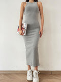Fongt Rib-Dress Dress Body-Body-Skinny Vest Sleeveless One-Step Skirt Babes