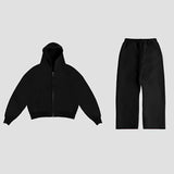 Fongt Simple Couple Fashion Hoodie Sweatshirt Solid Color 2207 Coat 2207-1 Trousers