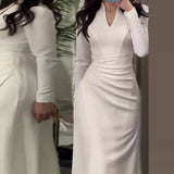 Fongt Solid-Colored Body-In-Style Folded Long-Sleeved Dress In Autumn 2025