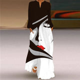 V-neck Long Sleeve Ankle-Length Vintage