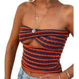 Fongt Spring And Summer Explosion Women's Sexy Striped Sweater Knitted Chest Vest