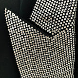 QUALITY 2023 Newest Fashion Show Designer Jacket Women's Stylish Peak Shoulder Strass Diamonds Beaded