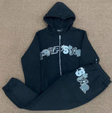 Fongt Letter Hoodie Open Trousers Sweatpants Sweatpants Pop Tat