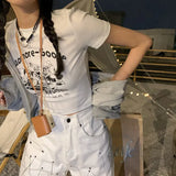 Fongt T-Shirt Female 2024 Summer New Ins Fashion Korean Version Half Sleeve Slim High Waist Crop Short Style Student Jacket