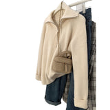 Fongt Gray Half-Zip Sweater Women Wear Soft-Creating Knitted Knitted Jacket Coat Tops In Autumn And Winter