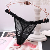 Fongt Trousers Female Lace Sexy Transparent Scarless Temptation Solid Color Trousers Hot Mesh Low-Waisted Tpants
