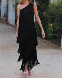 Fongt Eso-Shouldered Asymmetric Dress 2025 Spring And Summer New