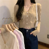 Version Of The Small Man V-Necked Jab Sweater Spring New Autumn Short Knitted Cardigan Slimming
