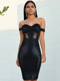 2022 New Summer Women Black Off Shoulder Dress Sexy Lace Strapless Sleeveless Club Celebrity Evening Runway Party