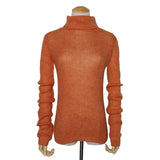 White Korean Knitted Sweater For Women Turtleneck Long Sleeve Autumn Slim Pullover Female Clothing Fashion New