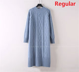 Thicken Plush Velvet Lined Sweater Dress Women's Fall Half Turtleneck Rib Knit Bottom Dresses Elegant Warm Vestido