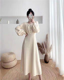 Fongt And Winter Goddess Fan Sweater Dress 2025 New Female Waist Thin French Style Knitted Dress Dress Dress Dress Dress