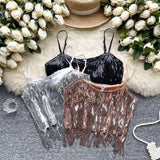 Fongt Sling Vest Female Dance Performance Costume Pure Hot Girl Breasts Glitter Umbilly Umbilly Chic Tops