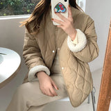 Fongt South Korean Chic New Autumn And Winter Minority Ling Ge Plus Thick Cotton-Padded Clothes Women On Both Sides Wear Lamb Wool Jacket Coat-Outfit