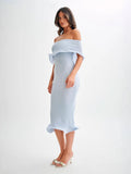 Fongt Women's Fashion Word-To-Shoulder Sexless Sleeveless Plain Knitted Dress