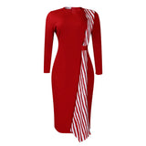 Fongt African Plus-Size Women's Dress 2025 New Temperamental Fashion Kitted Thin Round-Neck Pencil Skirt