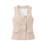Fongt New Lining Button-Button Vest 8010600 Open Straight Trousers 8011600