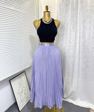 Fongt Fashion Folding Wave Half-Dress French Sweet High-Waisted A-Shaped Skirt Mid-Long Folds Skirt
