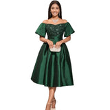 Fongt Women's Sexy Shoulder Dress Fashion Elegant Glids Body Dressing Party Evening Dress Dress
