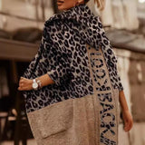 Fongt Loose Leopard-Print Letter Jahua Casual Hoodie Medium Long Women's Sweater Cardigan Woman