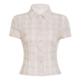 Fongt Design Style Buckle Shirt 2025 Summer Babes Ancient Early Slimming Leisure New Top