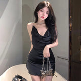 Dress For Women Cross Backless Sexy Fashion Korean Version Solid Color-Outfit