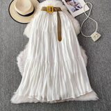 Fongt Half-Dress Women's Dress 2025 Summer Small In The Long Leisure High-Rise Display Thin Pendulum Ponve Egg