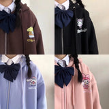 Fongt Soft Sister Student Cartoon Meal Jk Coat Zipper Koloumi Cotton Hoodie Jade Cinnamon Dog Print