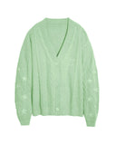 Fongt Same Taylor Orange Cardigan Embroidered Stars Loose Languid Temperament Sweater