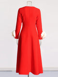 Spring 2025 New Fashion Temperament Round Collar Three-Dimensional Rose Splicing Design Long Sleeve Slim Slimming