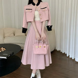 High Quality Small Fragrance Two Piece Set Women Short Jacket Coat + Long Skirt Suits Korean Elegant Fashion OL 2 Piece Sets-Outfit
