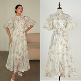 Fongt Court Style High Design Feeling Heavy Industry Nail Drill Short Sleeve Single Buckle Dress + Sling