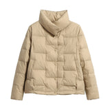 Autumn And Winter Trapezoidal White Duck Down Down Jacket Thin Loose Casual Big Lapel Collar Short Coat Tide-Outfit