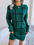 Shooting 2025 Autumn And Winter Casual Hit Lattice Long Sleeve Bottom Sweater Skirt Women's