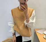 And Autumn 2025 New Chiffon Sleeve Temperament Splicing Knitted Sweater Loose Sexy Lanky Sleeve Top