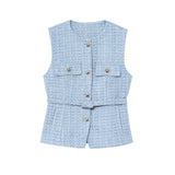 Fongt New With Belt Beads Texture Vest 9298725