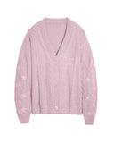 Fongt Same Taylor Orange Cardigan Embroidered Stars Loose Languid Temperament Sweater
