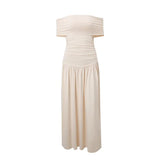 Fongt Women's Wear 2024 Summer New One-Word Collar Temperament Elegant Sexy Slim Pressure Pleated Strapless