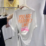 Fongt Short-Sleeved T-Shirt Women's Summer 2024 New Korean Version Loose Casual Versatile Stereo Foam Letter Half Sleeve