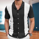 Fongt Men's Cardigan Knits Men's Sexy Shirts Collar Business Casual Polo