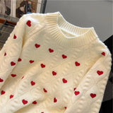 Fongt Autumn Lady Wind Temperament All-Match Jacket Korean Version Of The New Design Sense Love Print Twist Sweater Female Tide-Outfit