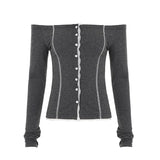 Fongt Style Anti-Car Repair Knitwear 2025 Autumn Collar New T-Shirt Solid Long-Sleeved Top