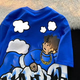 Clouds Anime Boy Print High Street T Shirts Men Cool Hip Hop Oversized T Shirt Loose Casual 100% Cotton Summer Y2K Tops-Outfit