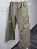 Pink Pants Cargo Pants Women Wide Leg Trousers Drawstring Hollow Out High Waist Sweatpants Solid Summer Y2k Vintage