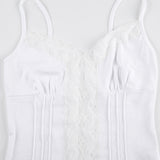 Solid Lace Stitching Crop Top Women Casual Summer Skinny Basic Tees Y2k Harajuku Casual Camisole Ladies Fashion Clothing-Outfit