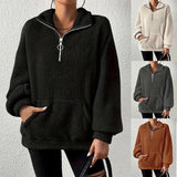 Fongt Products 2025 Leisure Autumn And Winter Hair Wool Zip Chain Lady Standing Collar Pocket Wear Women's Clothing