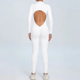 Fongt Zipper Long Sleeve Nude Yoga Jumpsuit Women Wear Fitness Sports Pants Tights-Outfit