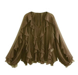 Fongt Homemade New Women's Classic Fashion Collection Stacked Decorative Shirt 4786/063